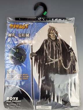 Spirit Halloween Mr. Grim Boys Glow-in-the-Dark Costume Used 1x Size LG (10-12)